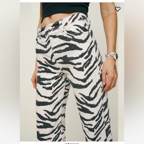 Reformation Cynthia High Rise Straight Long Jeans Zebra - Picture 3 of 10